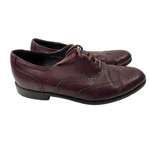 Executive Level Men's Burgundy Leather Wingtip Oxfords Size 10.5
